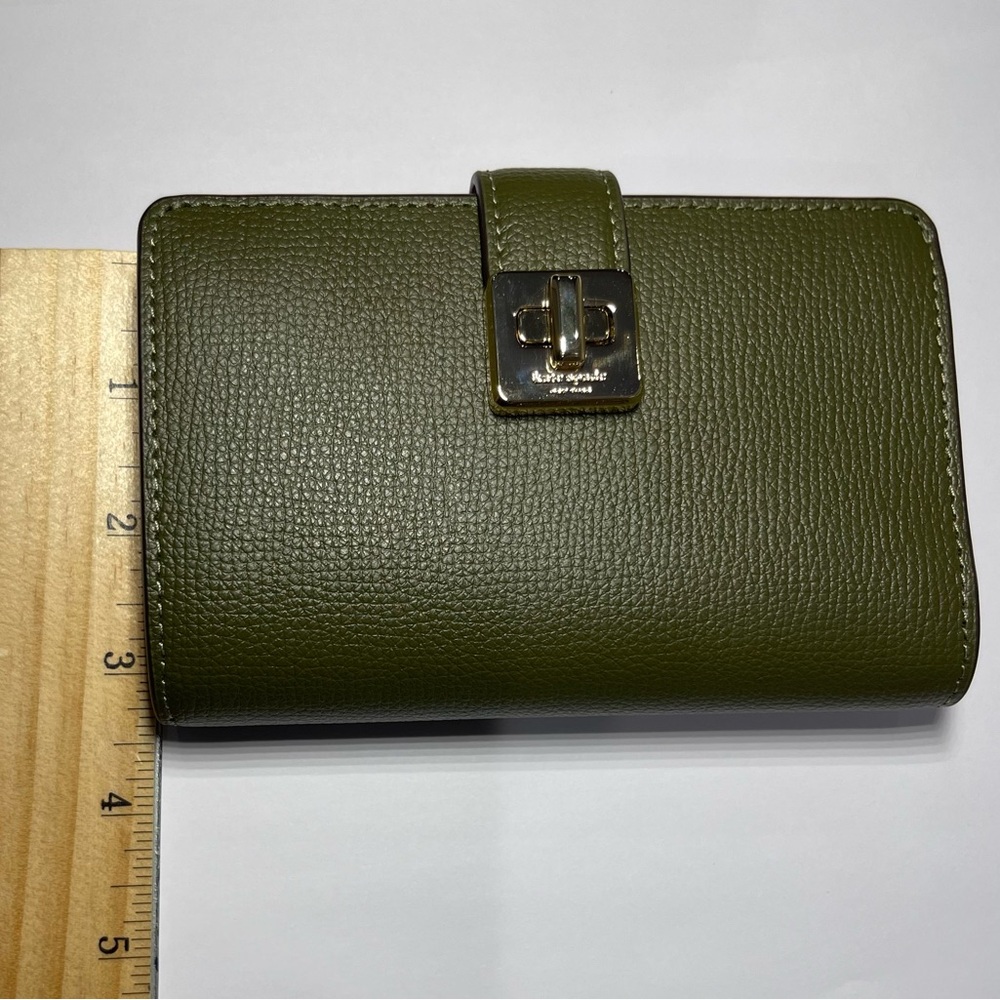 Kate Spade Phoebe Refined Grain Leather Medium Wallet Seaweed / Green NWT - Picture 9 of 9